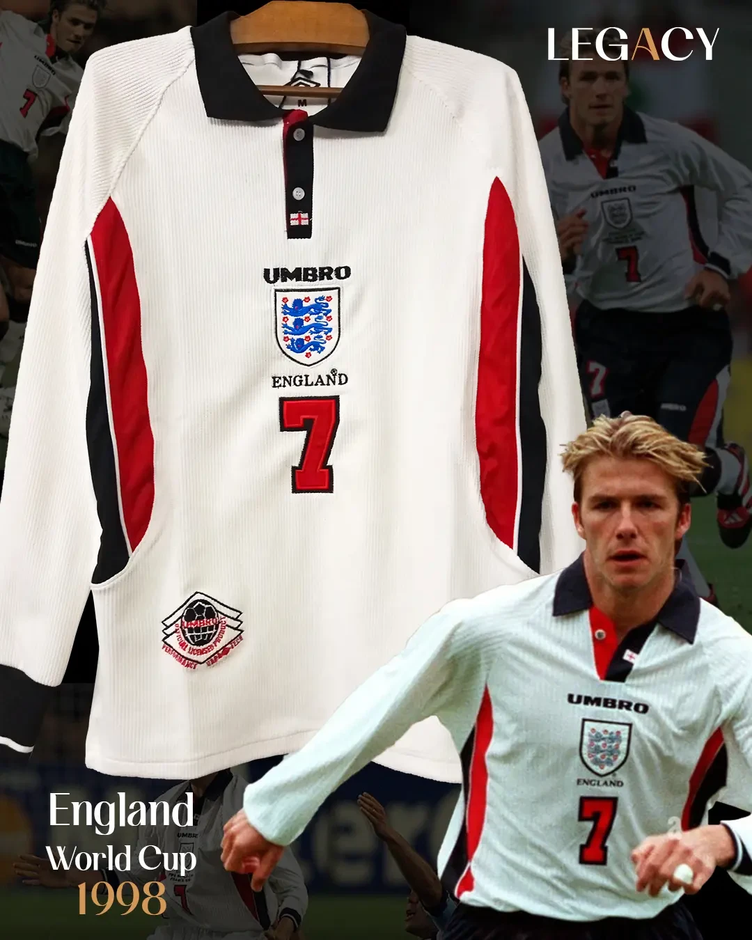 product image England 1998 Home Long Sleeve- Beckham